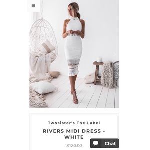 Two sisters the label white lace midi dress